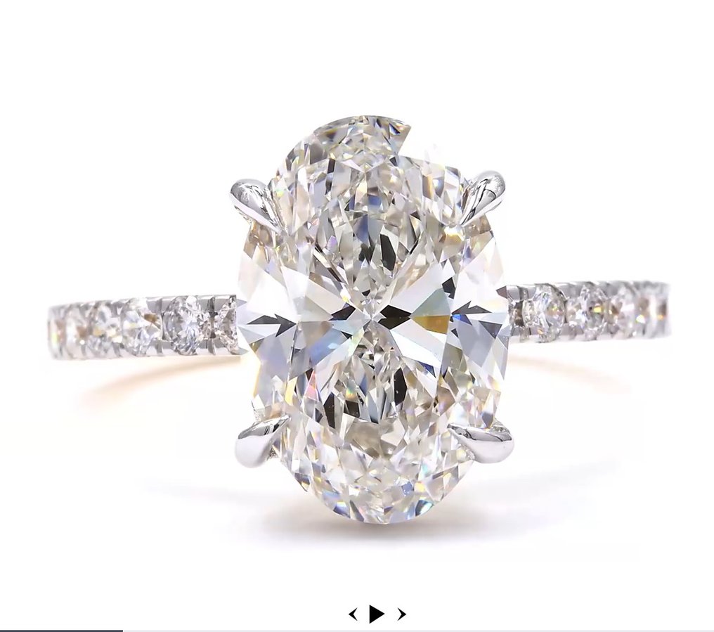 沒有保留價 - 戒指 - 18 克拉 黃金 - 4.12ct. tw. 鉆石 (實驗室培育) - 鉆石 - F,VVS2 #1.0