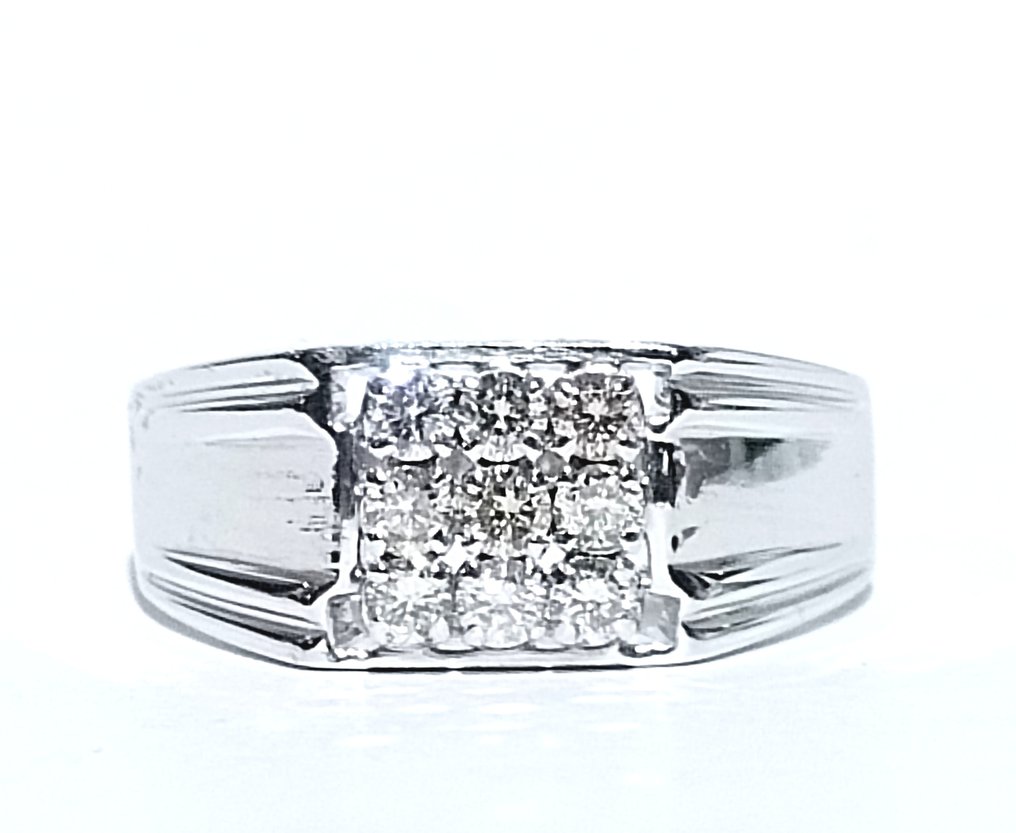 没有保留价 - 戒指 - 18K包金 白金 -  0.90ct. tw. 钻石 (天然)  #2.1