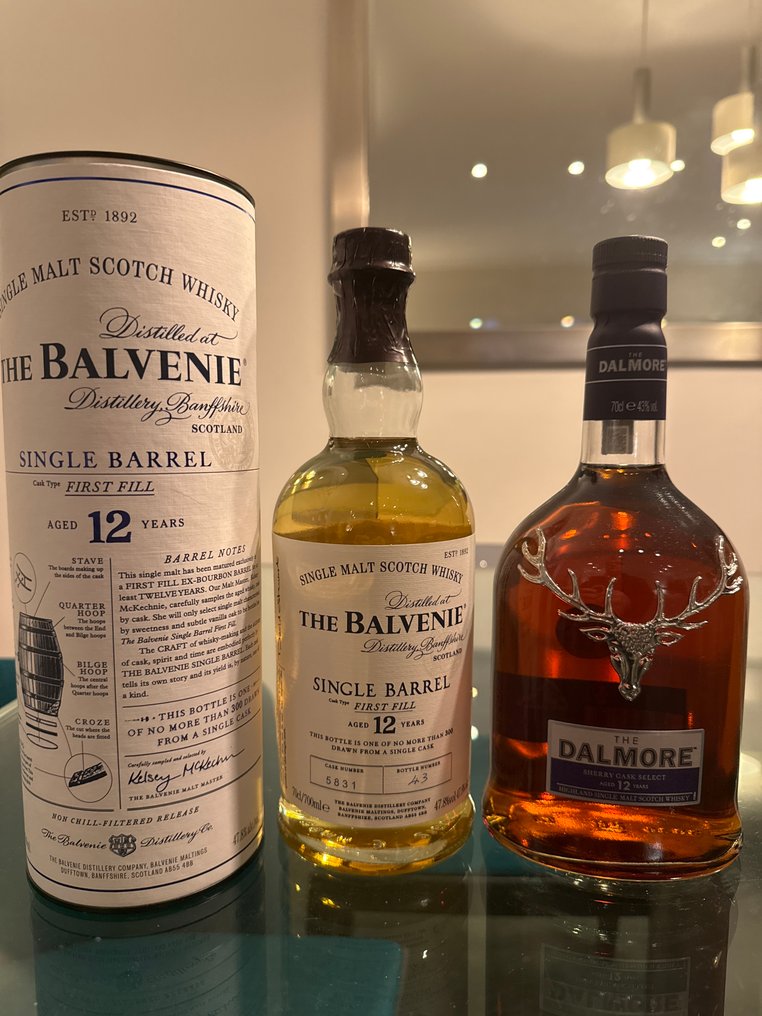 Balvenie 12yo Single Barrel + Dalmore 12yo Sherry Cask Select  - 70cl - 2 flasker #1.0