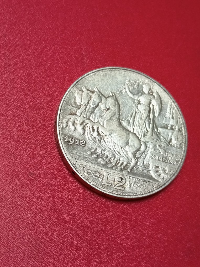 Ιταλία, Βασίλειο Vittorio Emanuele III. 2 Lire 1912 "Quadriga Veloce" (χωρίς τιμή ασφαλείας) #2.1