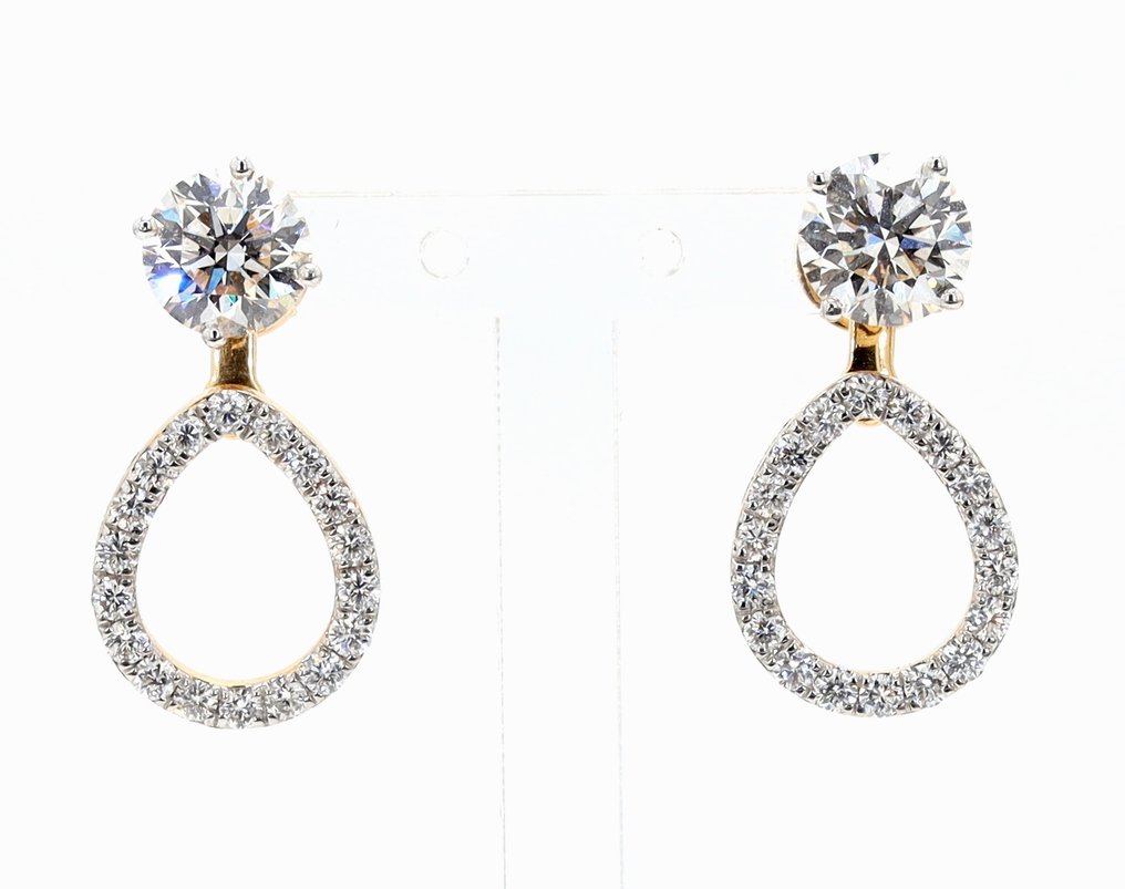 訂婚戒指 - 14 克拉 玫瑰金 -  2.71ct. tw. 鉆石 (實驗室培育) - 鉆石 - 悬挂式耳钉 #1.0