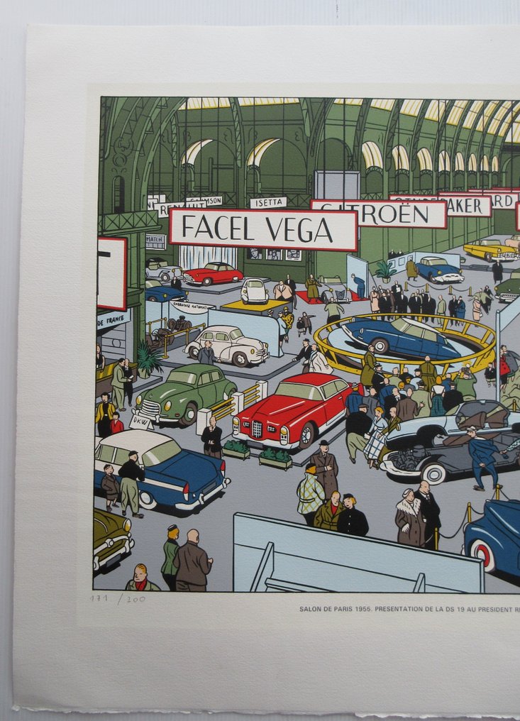 Chaland , Yves - 1 Silkscreen - Salon de Paris 1955. Presentation de la DS 19 - 1987 #1.0