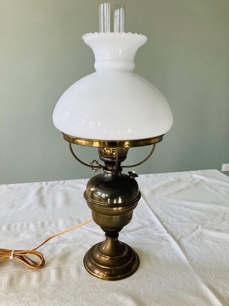 Lampada - Vetro opalino - Lampada da nave / lampada ad olio. #1.0