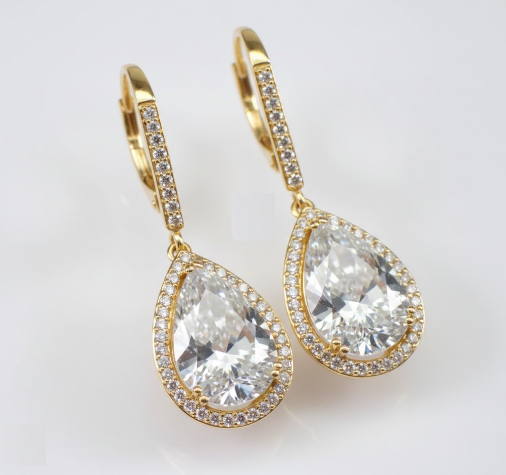 耳環 - 14 克拉 黃金 -  4.60ct. tw. 鉆石 (實驗室培育) - 鉆石 #3.2