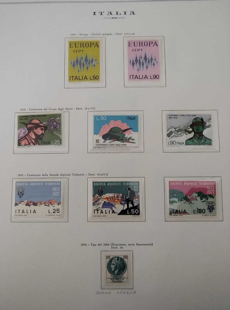 République italienne 1972/1996 - Collection complète de poste ordinaire du période MNH #2.1