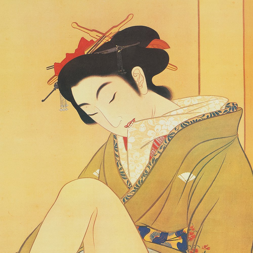 Shunga painting - Reproduction of Katsushika Hokusai 葛飾北斎 Shunso 春草 Beautiful Woman with Box - Katsushika Hokusai 葛飾北斎 - Japan #1.0