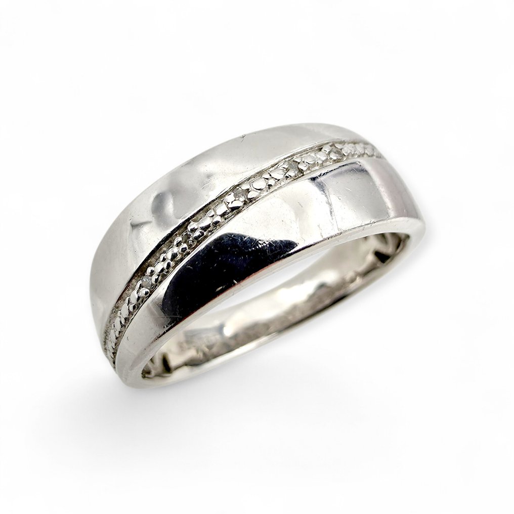 No reserve price - Ring Silver - Diamond (Certified) #1.0