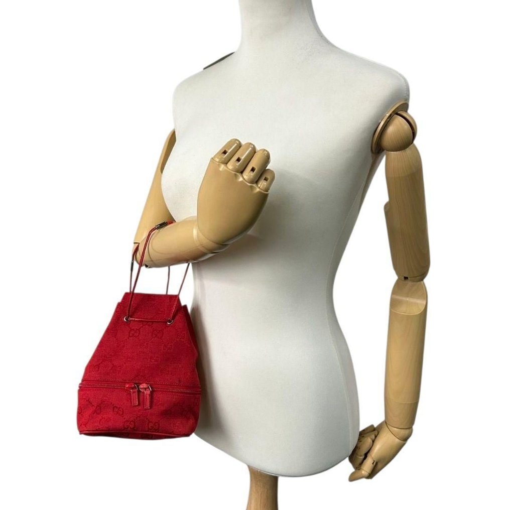 Gucci - GG Canvas Drawstring Bucket Handbag Leather Trim Top Handle Tote - Τσάντα #3.2