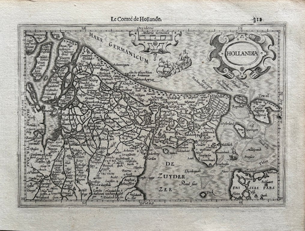 Ολλανδία - Βόρειο και Νότιο Χόλλαντ; J. Hondius, G. Mercator - Hollandia / Le Comté de Hollande - 1601-1620 #2.1