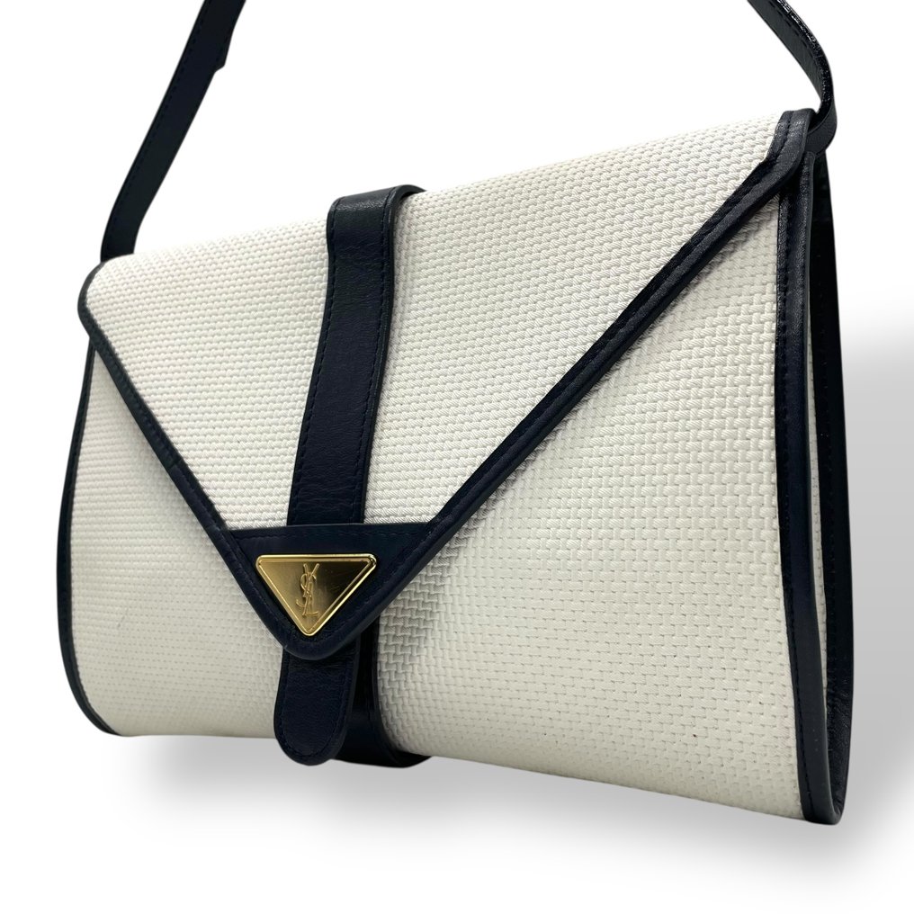 Yves Saint Laurent - Yves Saint Laurent Vintage Triangle Logo Canvas Shoulder Bag - Shoulder bag #1.0