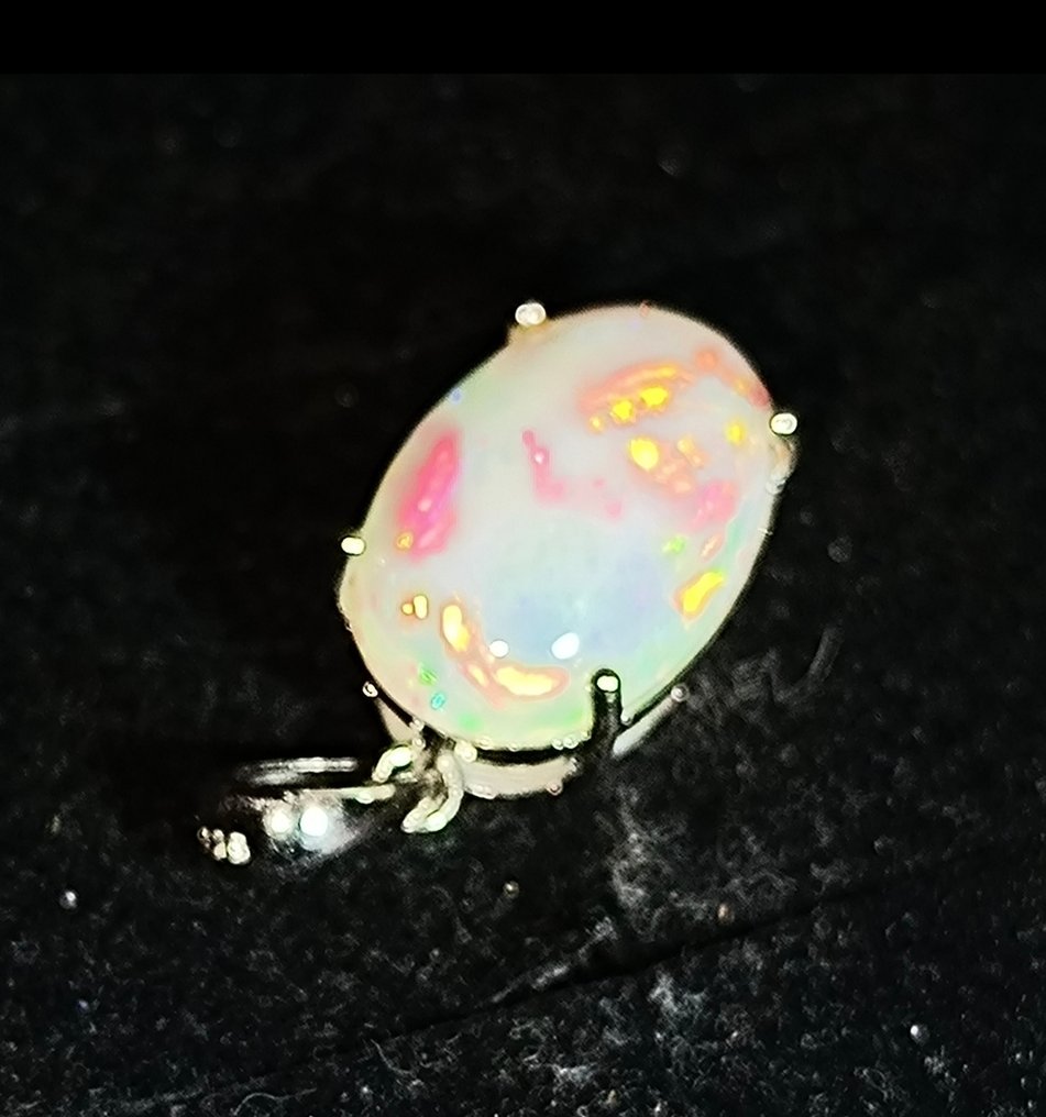 S925 银吊坠，配有6.80克拉生动的Welo欧泊水晶 珠寶 - 高度: 25 mm - 闊度: 11 mm- 2.7 g - (1) #2.1