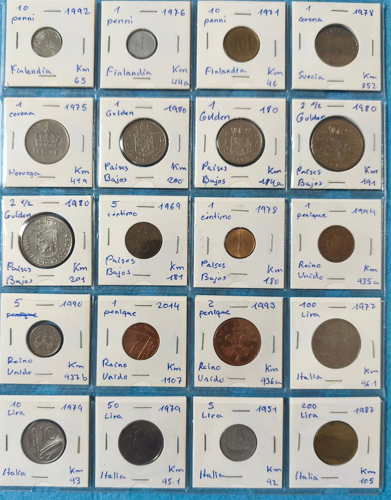 世界上有166枚来自54个国家的硬币，以及12张UNC品质的钞票。时期为1900-2000年。.  (没有保留价) #2.1