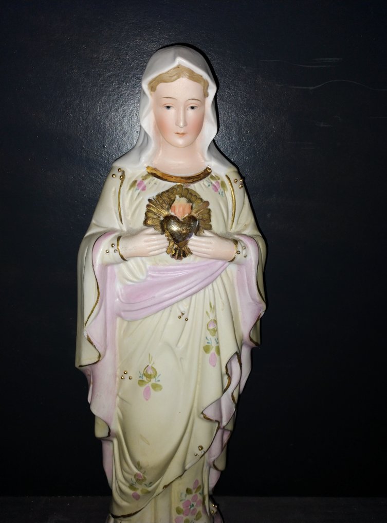 雕像 - Madonna - Heilig Hart - 34 cm - Bisquit瓷器 #1.0