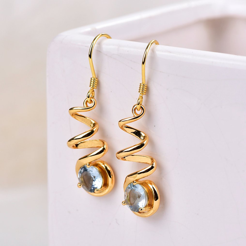 Senza prezzo di riserva - Orecchini Argento - Aquamarine - Certificato #4.3