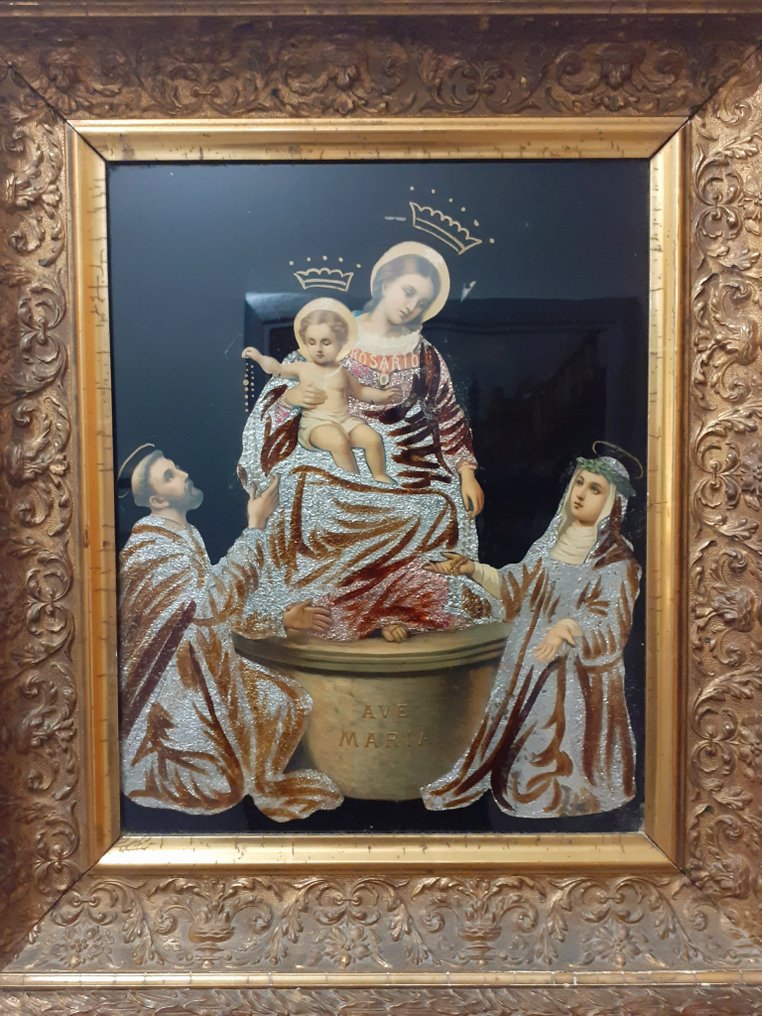Θρησκευτική εικόνα - Madonna di Pompei - 50 x 60 εκ. - Αντίκες - Χαρτί, Ξύλο - 1800-1850 #3.2