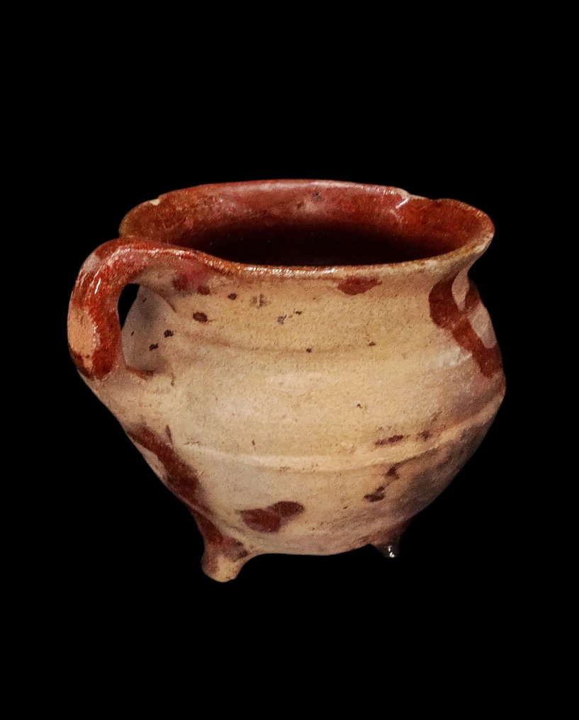 中世紀後期 15世纪莱茵地区的三足釉陶花瓶 (沒有保留價) #3.2