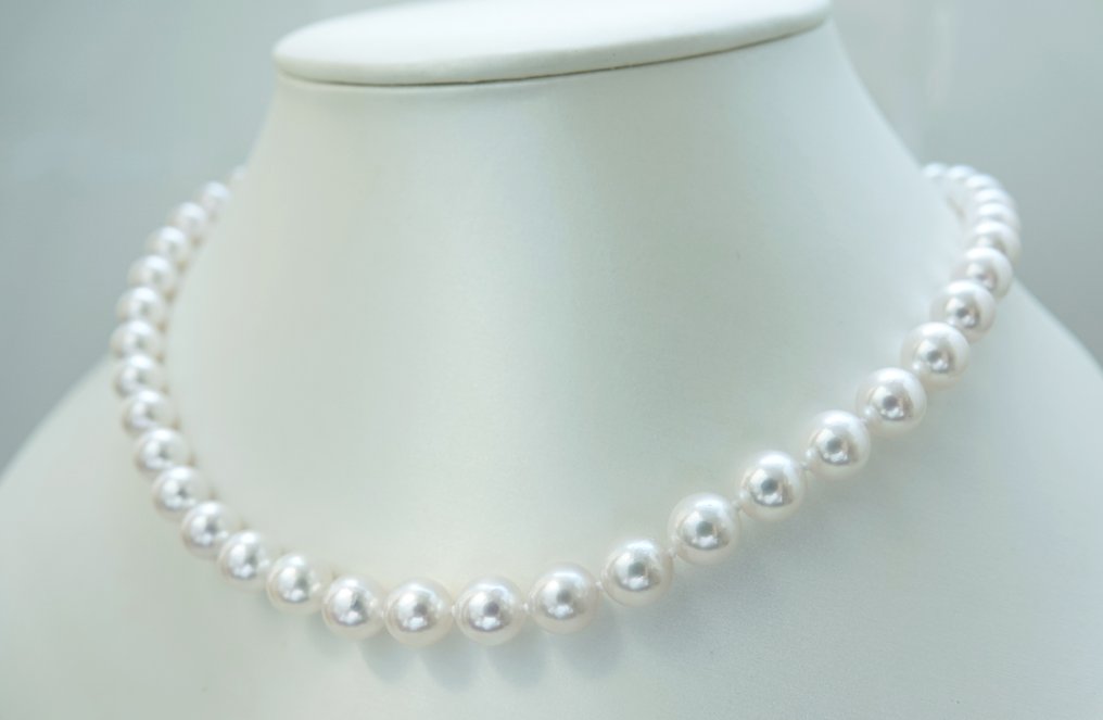頸鏈 銀 珍珠 - Akoya珍珠 圆形 8-8.5毫米 #3.2