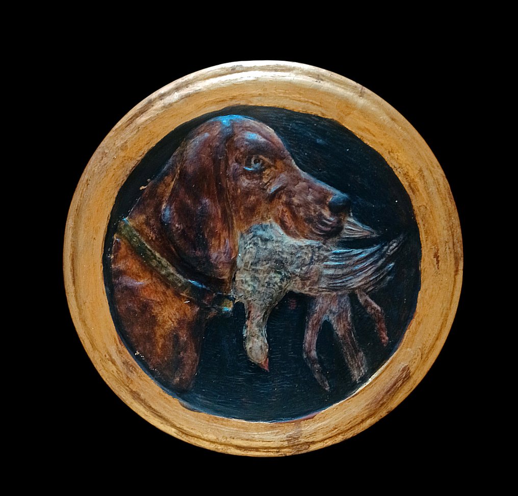 Panel - Wood - Hunting badges - circa 1900. #1.0