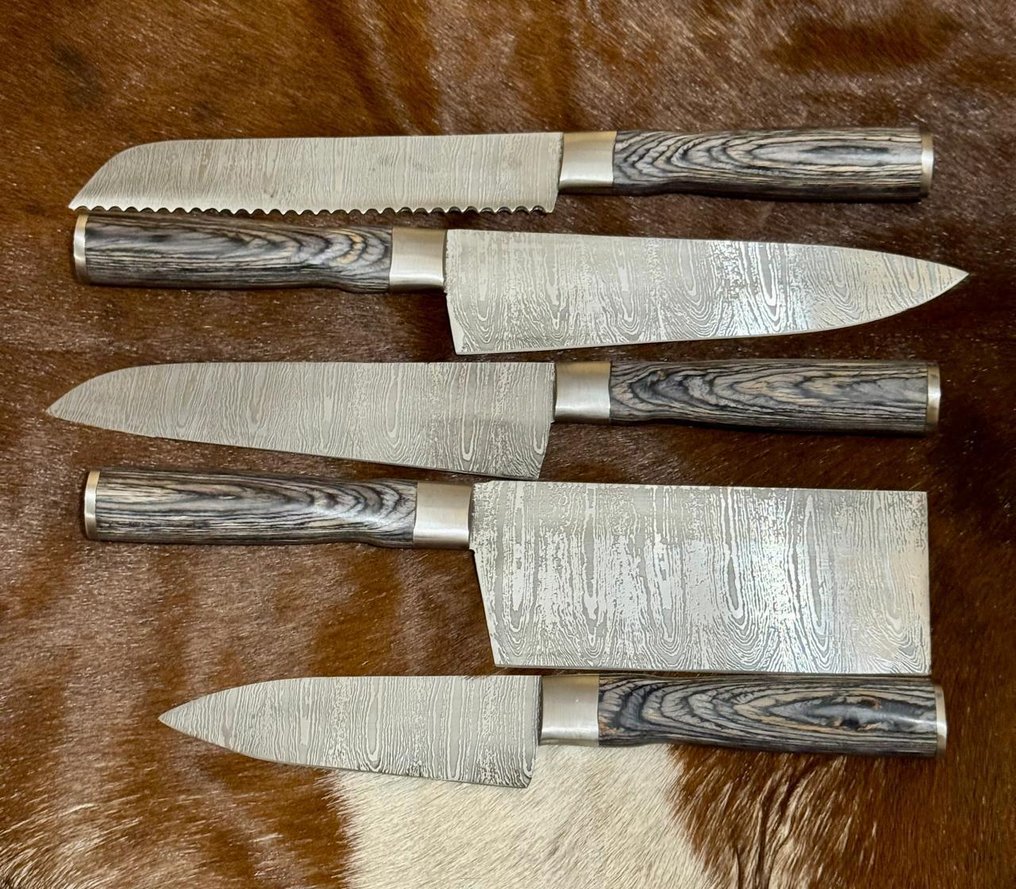 厨刀 - Kitchen knife set -  厨房刀具套装（0023） - 美国异国木柄与折叠钢刀片 - 英国 - 厨房刀具套装 #3.2