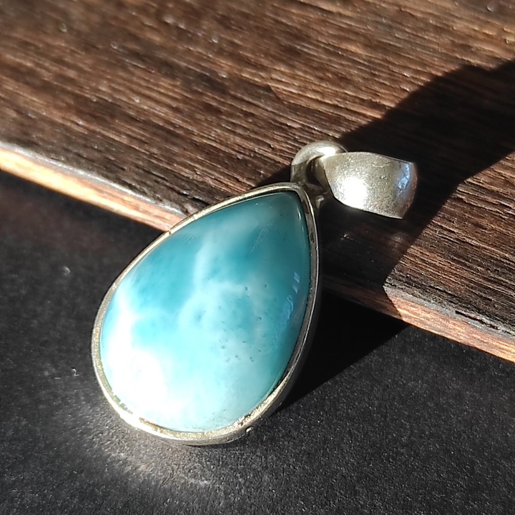 Sin reserva - Larimar - Ciondolo de plata 925 - Altura: 0.5 cm - Ancho: 1.5 cm- 5.23 g - (1) #2.1