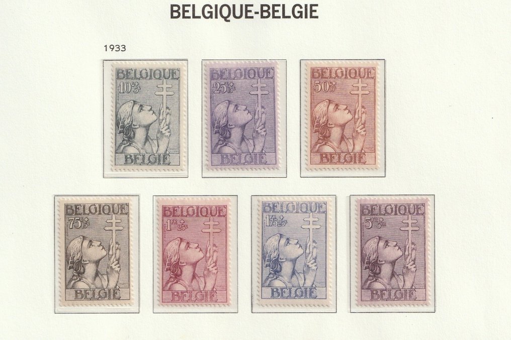 比利时 1933/1935 - 完整系列,包括“Croix de Lorraine”和“Chevaliers”系列,以及第4组的邮票。 #1.0