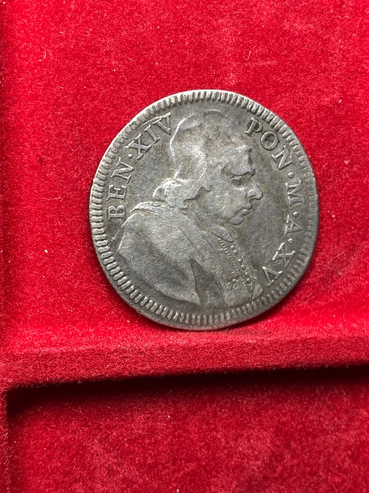 意大利，教皇國 Benedetto XIV. Doppio Giulio 1754  (沒有保留價) #4.3