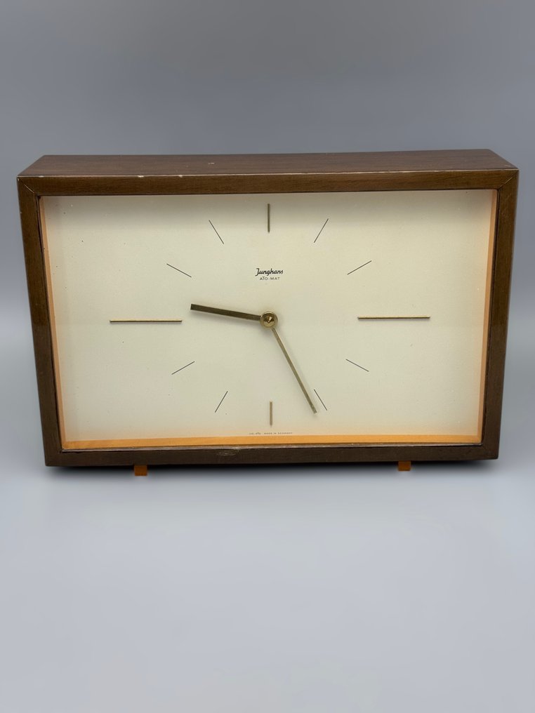 Zegar stołowy - Junghans ATO‑Mat Design‑Tischuhr – Mid‑Century‑Modern mit Bauhaus‑Einfluss, Holzgehäuse, Made in -  Nowoczesny z połowy wieku Drewno - 1960-1970 - W pełni funkcjonalny, cichy #4.3
