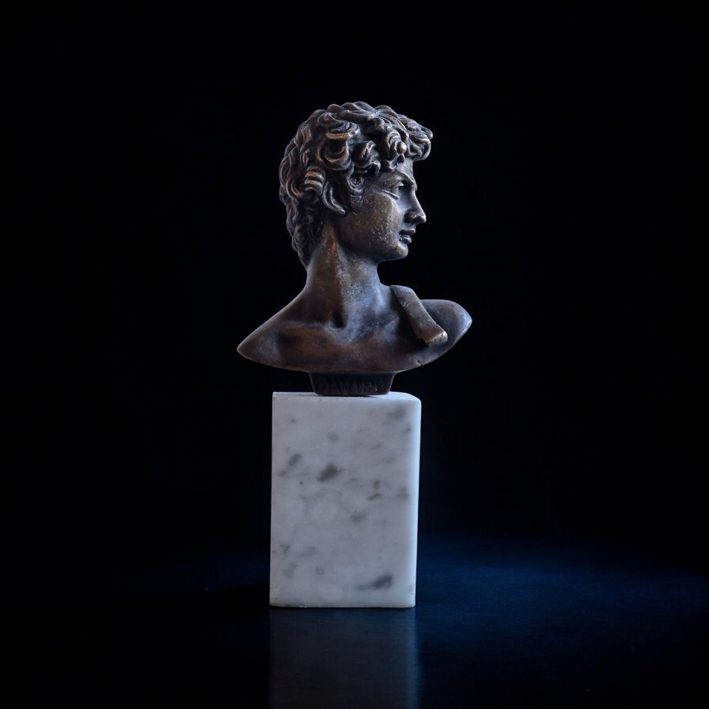 Sculpture, Busto del David di Michelangelo. - 17 cm - Bronze doré #4.3