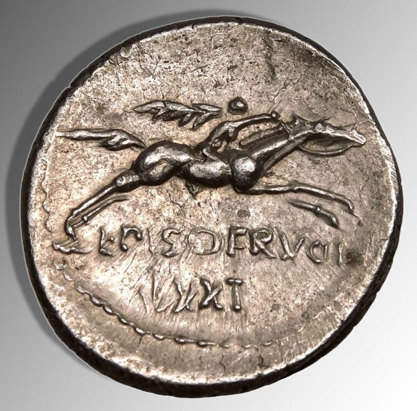 Repubblica romana. L. Calpurnius Piso L.f. L.n. Frugi, 90 a.C.. Denarius Rome #1.0