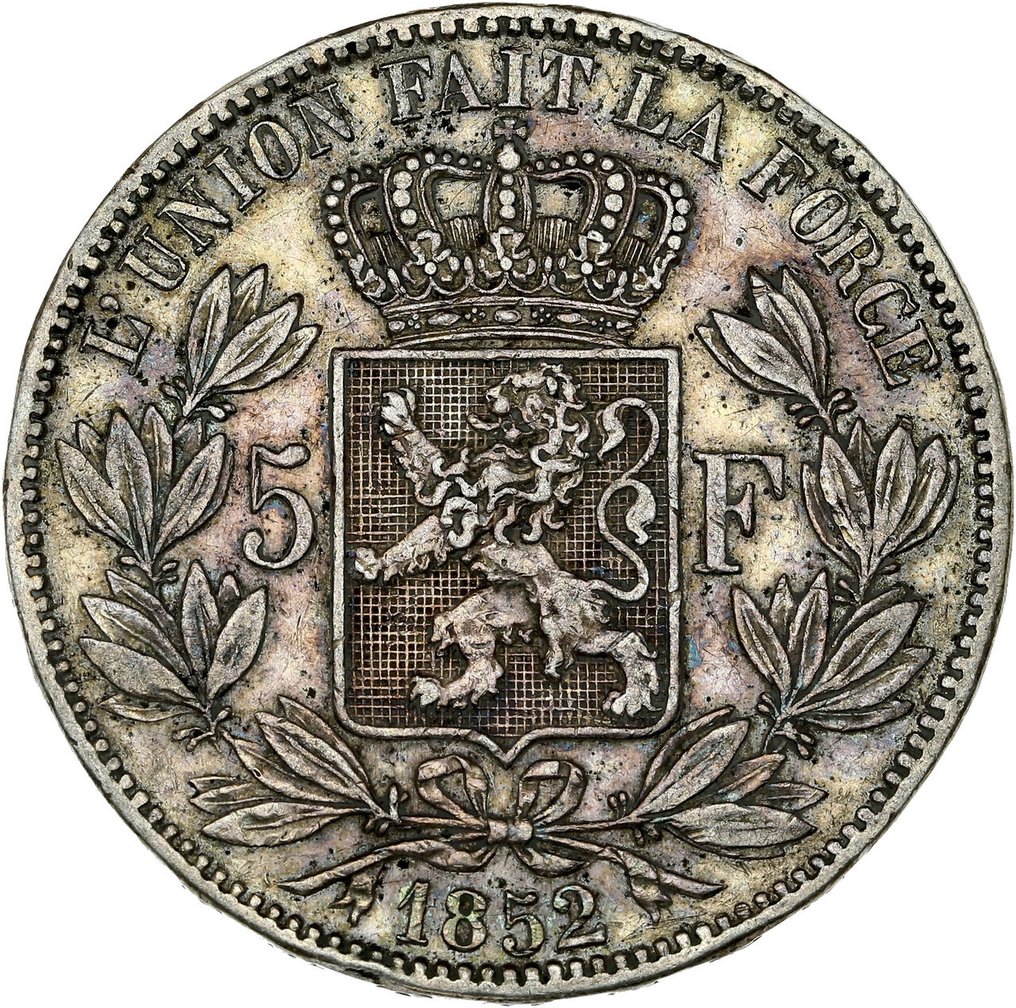 比利時. 利奧波德一世. 5 Francs 1852  (沒有保留價) #1.0