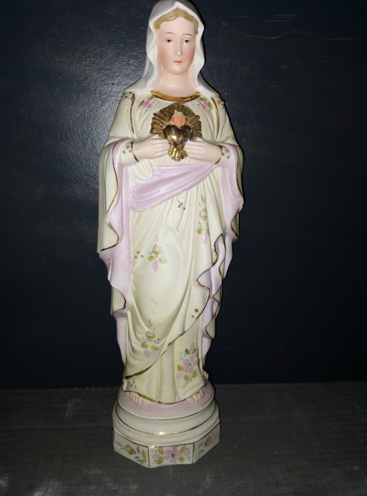 雕像 - Madonna - Heilig Hart - 34 cm - Bisquit瓷器 #4.3