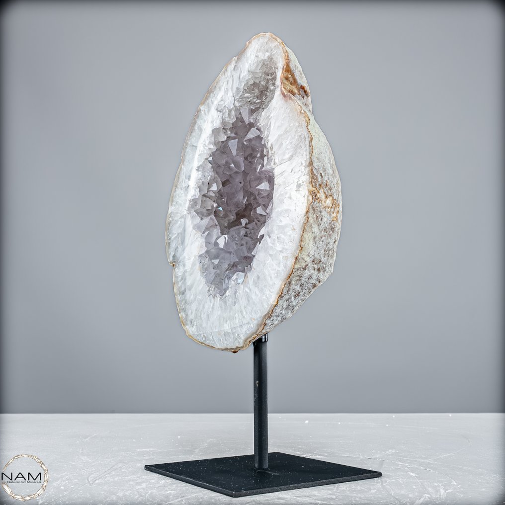 Natural cut geode chalcedony & agate On Stand- 1338.47 g #2.1