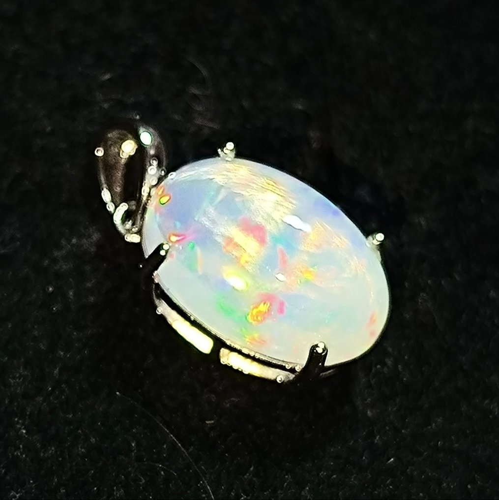 S925 银吊坠，配有6.80克拉生动的Welo欧泊水晶 珠寶 - 高度: 25 mm - 闊度: 11 mm- 2.7 g - (1) #4.3