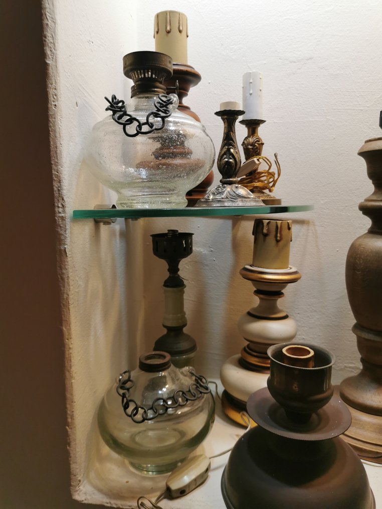 Lampada (13) - Ottone, Onice, Legno, peltro #1.0