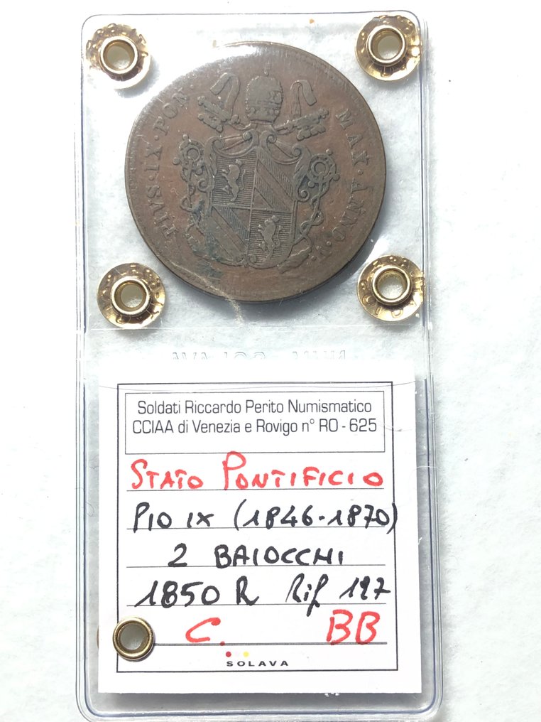 Itália, Estado Papal Pio IX. 2 Baiocchi 1850 Roma (Sem preço de reserva) #1.0