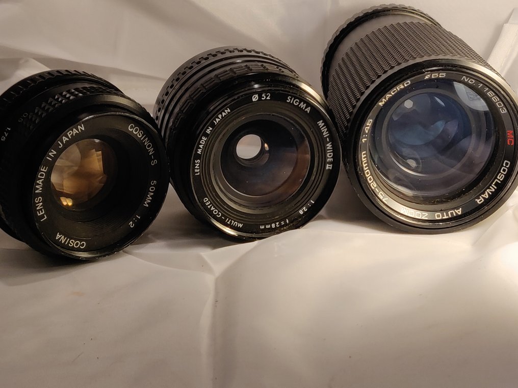 Cosina, Sigma, Coslinar Lot van 3 lenzen (PK): 2,8/28mm Mini-Wide II + 250mm + 4,5/75–200mm | Obiectiv prim #1.0