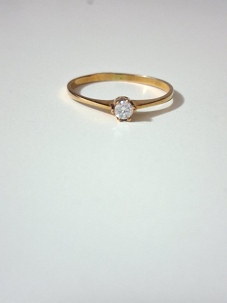 沒有保留價 - 婚禮戒指 - 14 克拉 黃金 -  0.10ct. tw. 鉆石 (天然)  #1.0