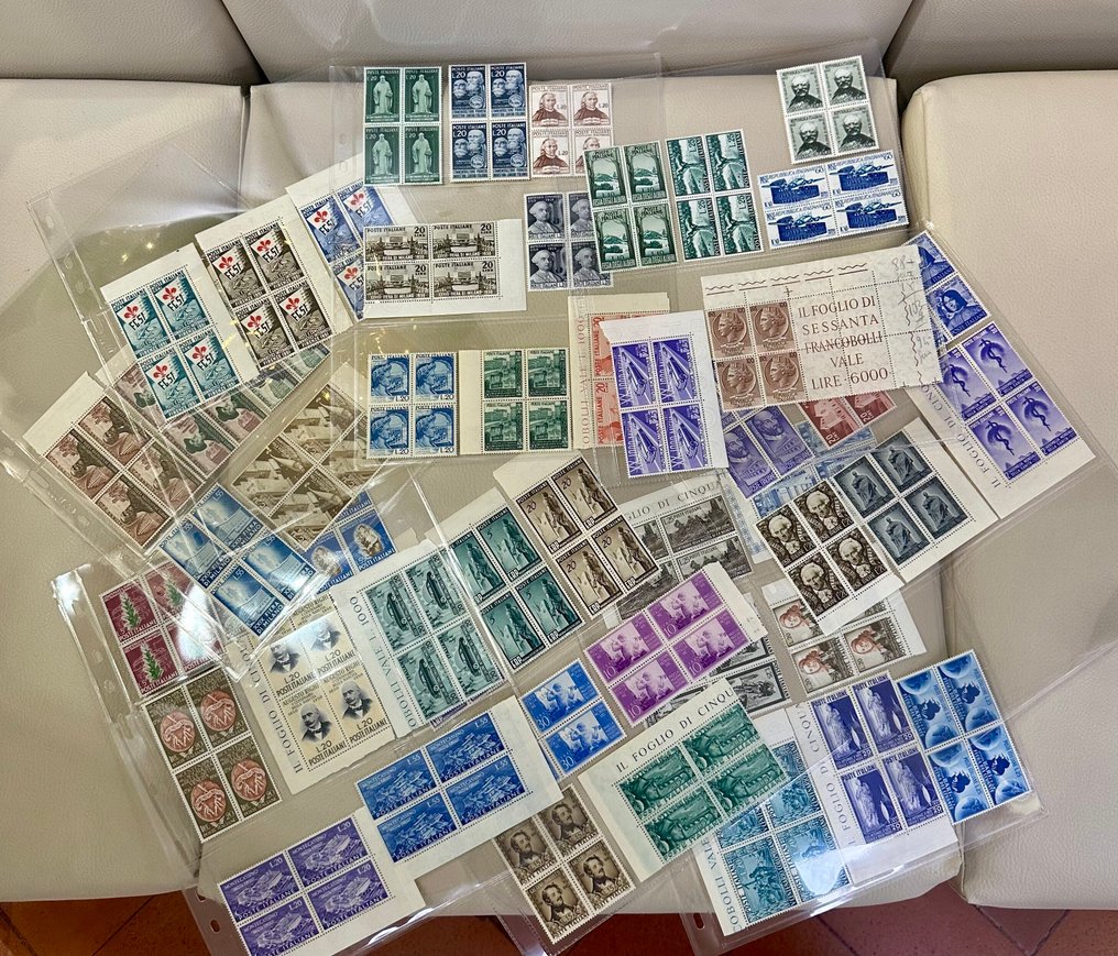 義大利 1948/1955 - 高级收藏，49组第一年共和国四行诗，MNH** - Sassone #1.0