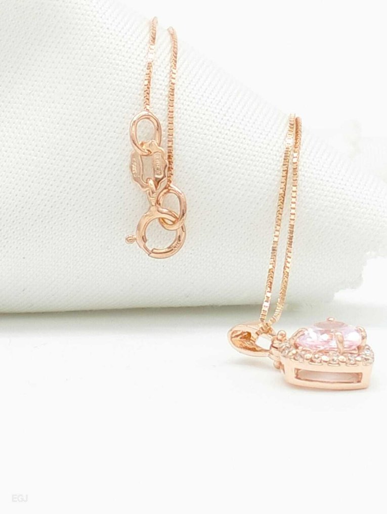 没有保留价 - 项链 - 14K包金 玫瑰金 铯绿柱石 - 钻石 #4.3