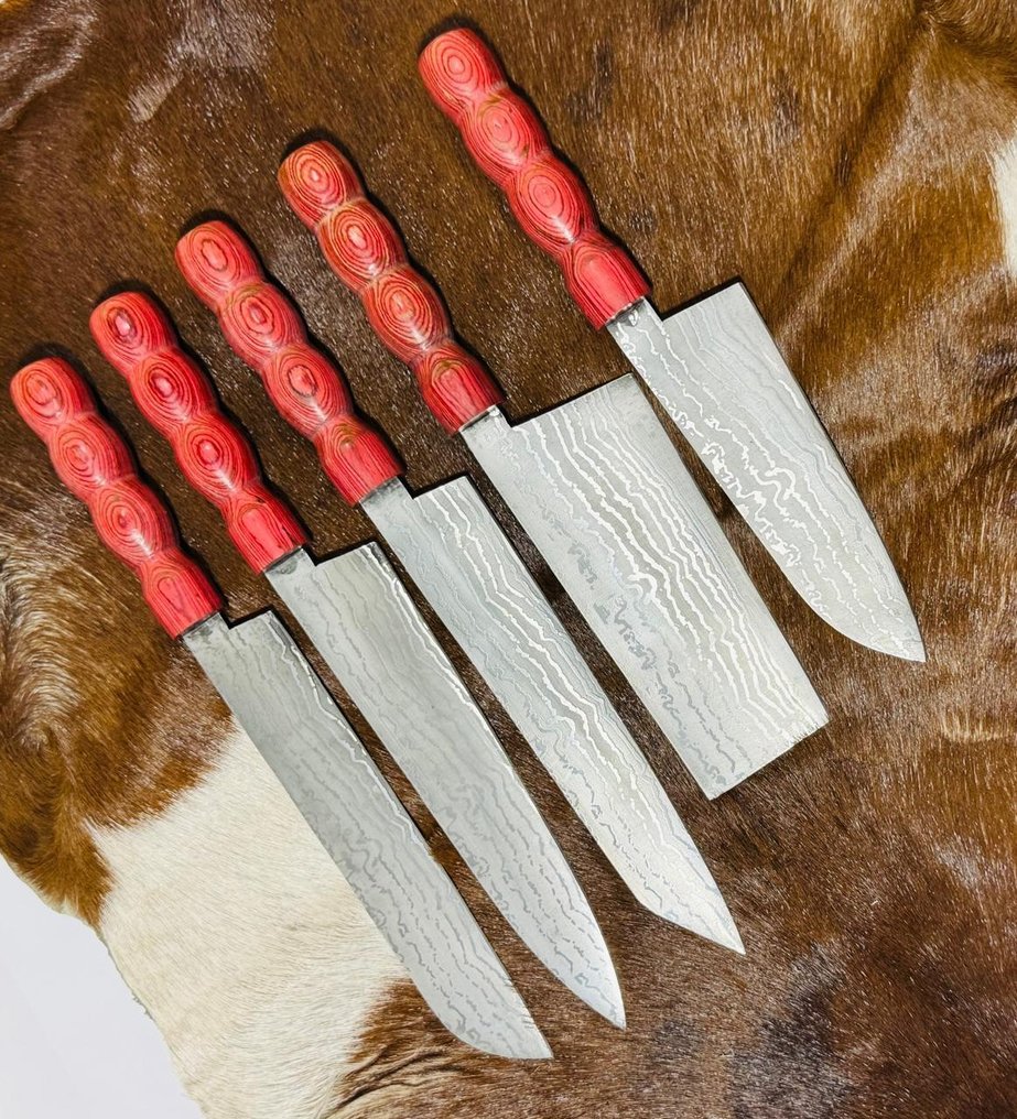 厨刀 - 厨房刀具套装(0080) - VG10钢材,较少钢,配美国异国木材手柄。 - 美国 - 厨房刀具套装 #4.3