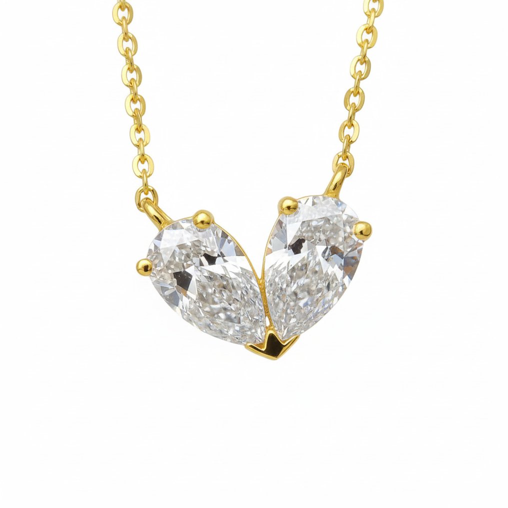 Hanger - 14 karaat Geel goud -  3.10ct. tw. Diamant (Lab-grown) #1.0