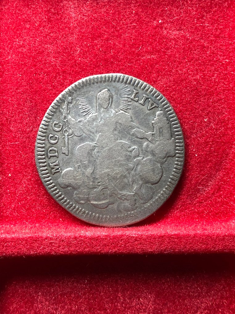 意大利，教皇國 Benedetto XIV. Doppio Giulio 1754  (沒有保留價) #1.0