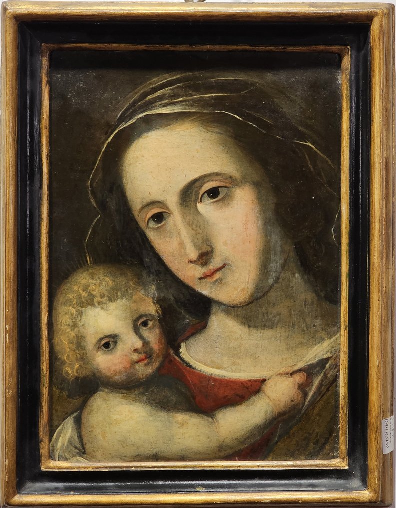 Ιταλική σχολή (XVII) - Madonna col Bambino su ardesia #1.0