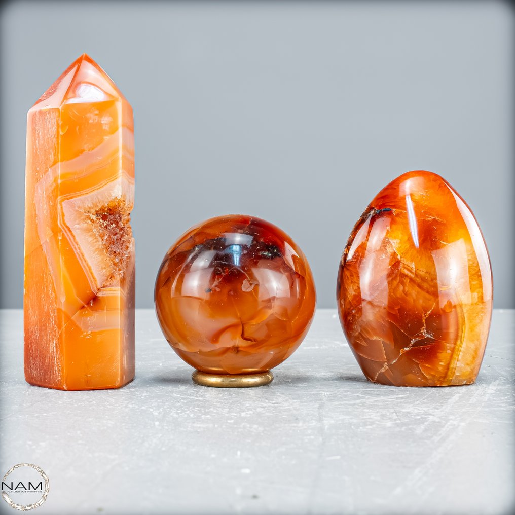 Fire and passion Unique Carnelian Set Full of Vitality- 697.15 g - (3) #2.1