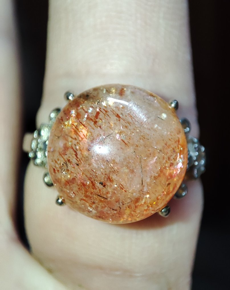 美丽稀有草莓石英水晶925银戒指，包邮 - 戒指 #2.1