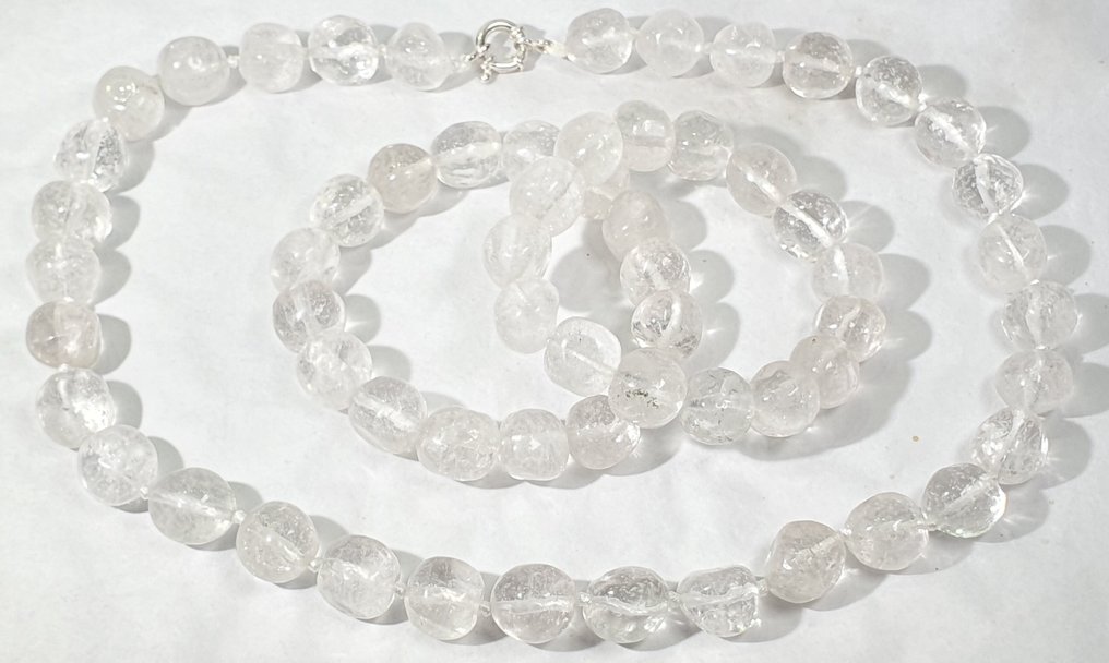 Cristal de Roca Quartz - Symbole de la Gloire de Dieu - Fermoir en argent 925 - 2 bracelets et - Collier #1.0