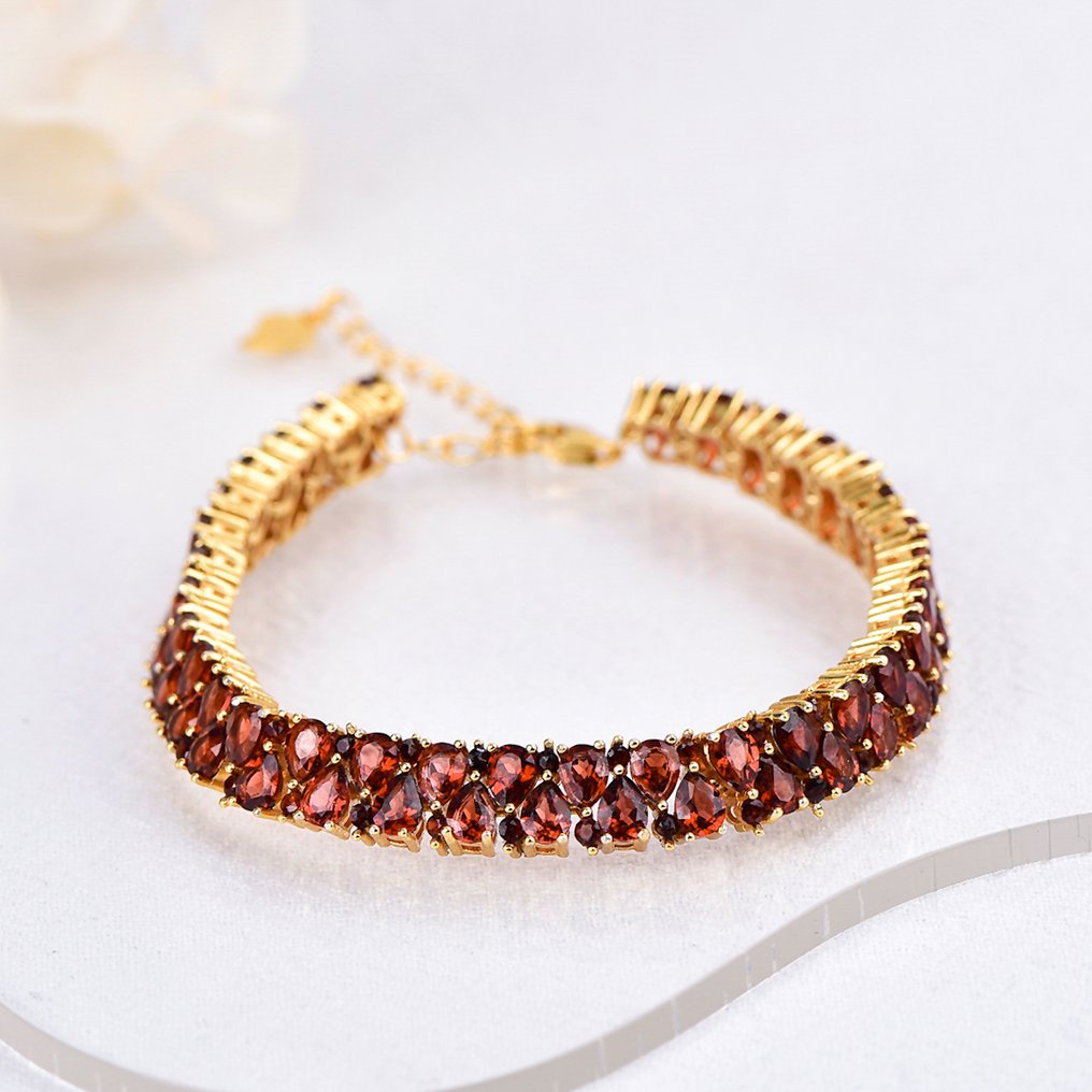 Sans prix de réserve - Bracelet Argent - Garnet - Certifié #1.0