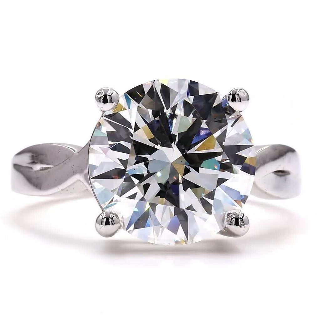 沒有保留價 - 戒指 - 18 克拉 白金 - 4.09ct. tw. 鉆石 (實驗室培育) #4.3