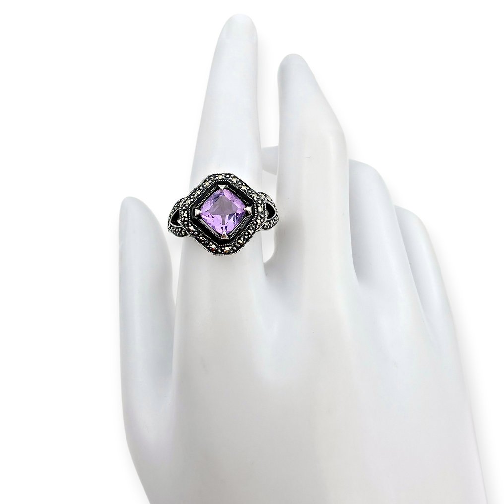No reserve price - Ring Silver - Amethyst (Certified) #3.2