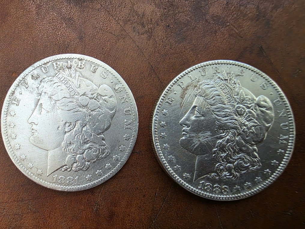 Stati Uniti. 2 x Morgan Dollar: 1881-O & 1883  (Senza prezzo di riserva) #1.0